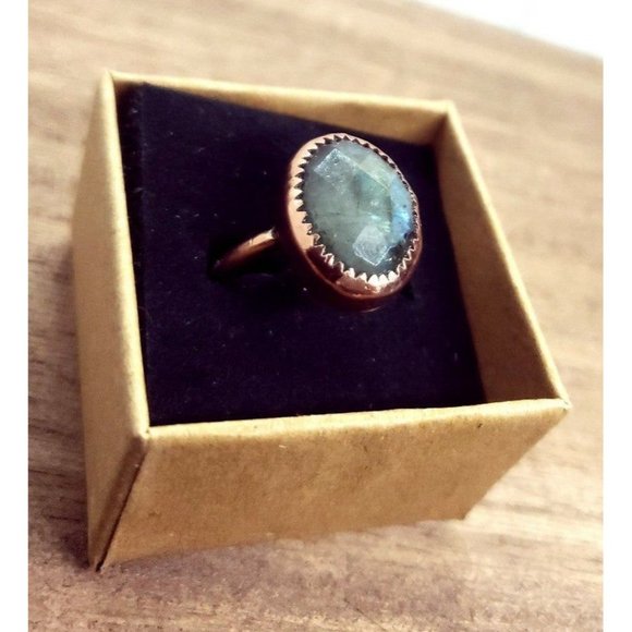 Labradorite crystal Ring size 6 handmade copper metalwork
